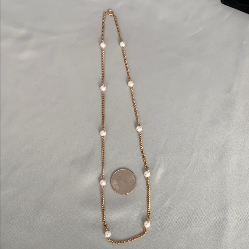 21.5" Gold Plated Faux Pearl Necklace - Picture 2 of 4